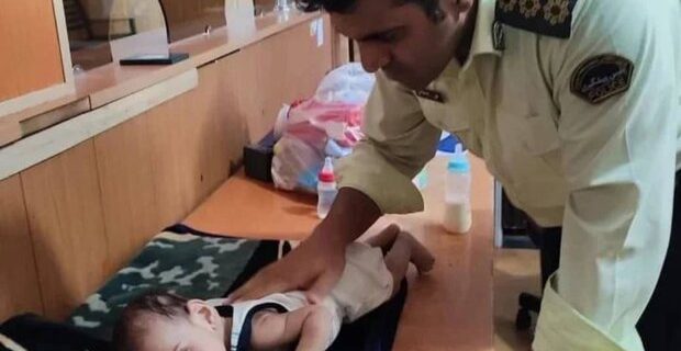 نجات نوزاد ۳ ماهه توسط افسر پلیس خرم‌آبادی